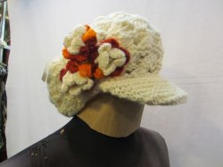 画像1: ３花ウールエスニック帽子エスニック衣料雑貨エスニックアジアンファッション