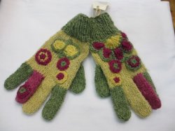 画像1: エスニック手袋手編みフラワー＆バタフライグローブエスニック衣料雑貨