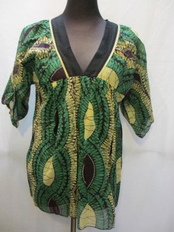 画像1: インド製コットンアフリカンプリントブラウスエスニック衣料