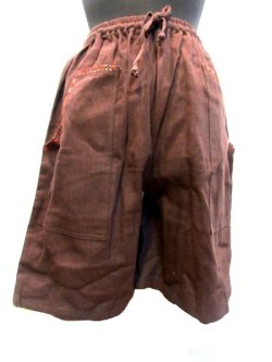 画像1: タイ製ステッチエスニックハーフパンツ（男女兼用）エスニック衣料
