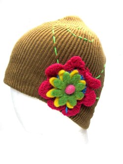 画像1: エスニック帽子お花のモチーフエスニック衣料雑貨