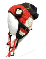 エスニック帽子耳当てウール手編みパッチワークエスニック衣料雑貨