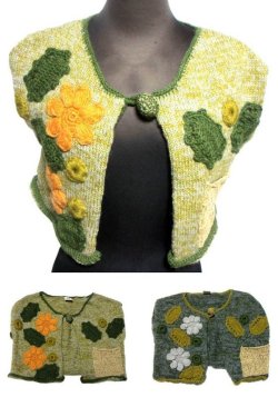 画像1: 手編みお花モチーフエスニックベストボレロエスニック衣料