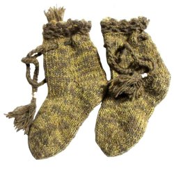 画像1: エスニック靴下手編み２カラーソックスエスニックアジアンファッション