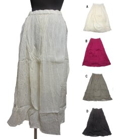 画像1: エスニックスカートシワ加工 エスニック衣料 エスニックアジアンファッション