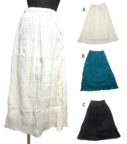 画像1: マキシ丈エスニックスカート シワ加工 エスニック衣料  エスニックアジアンファッション