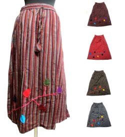 画像1: マキシ丈エスニックスカート エスニック衣料エスニックアジアンファッション