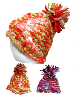 画像1: エスニック帽子フェルトウール手編みエスニック衣料雑貨