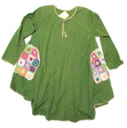 画像1: カギ編み長袖エスニックワンピースアジアンエスニック衣料