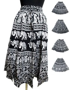 画像1: ゾウ柄エスニックスカート エスニック衣料 エスニックアジアンファッション