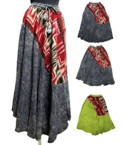 画像1: マキシ丈エスニックスカート エスニック衣料エスニックアジアンファッション
