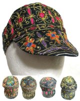 エスニック帽子キャップ刺繍ミラーワークエスニック衣料雑貨