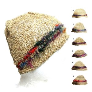 画像1: エスニックヘンプ帽子エスニックキャップエスニック衣料雑貨 (1)