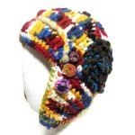 画像: エスニック帽子耳当てフェルトウール手編みグルグルデザインエスニック衣料雑貨