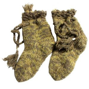 画像1: エスニック靴下手編み２カラーソックスエスニックアジアンファッション (1)