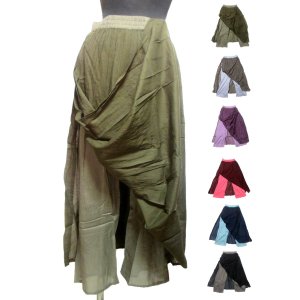 画像1: エスニックパンツ ２枚重ねスカート風パンツ エスニック衣料 (1)