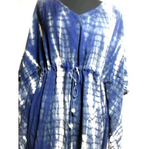 画像2: タイダイ染めエスニックポンチョ風ワンピース エスニック衣料 エスニックアジアンファッション (2)