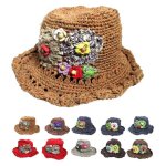 画像: お花カギ編みヘンプコットンエスニック帽子ハットエスニック衣料雑貨