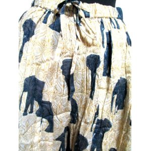 画像2: ゾウさん柄エスニックガウチョパンツ ワイドパンツエスニック衣料 エスニックアジアンファッション (2)